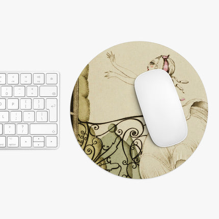 Sur talons rouges (On Red Heels) pl 02 by Gerda Wegener Mouse Pad, Round and Rectangle