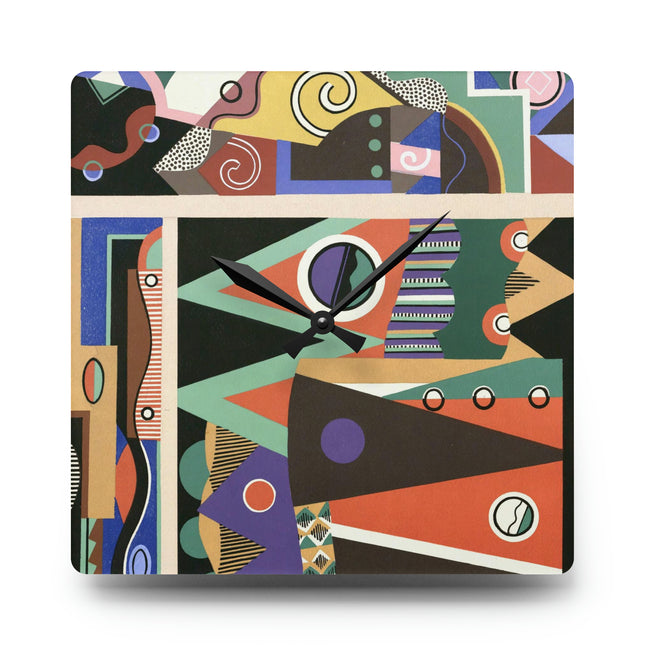 Collection decors et couleurs Pl.03 by Georges Valmiers Acrylic Wall Clock, Round and Square