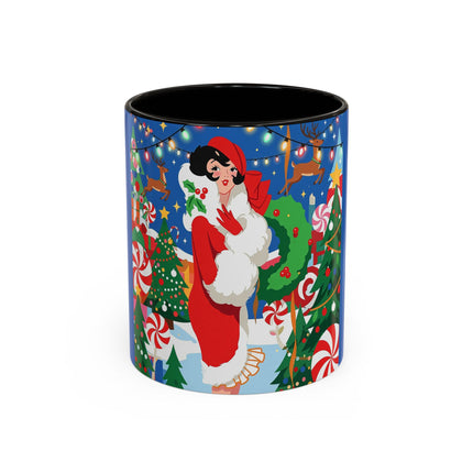 🦌🍬 The Lady Of The Peppermint Christmas Garden Colorful Mug – Colorful Art Deco Holiday Fantasy