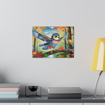 Baby Hawk Plays in Forest Matte Canvas, Stretched, 0.75"