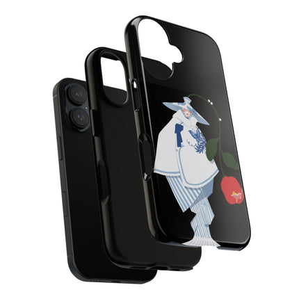 Blue & White Porcelain Geisha Phone Case – Elegant Mystery & Floral Grace