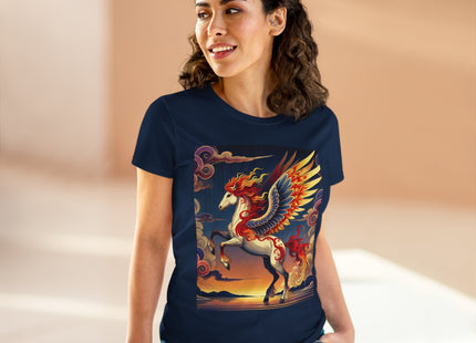 Flame-Winged Horse at Sunset Women's Midweight Cotton Tee