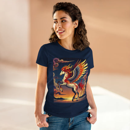 Flame-Winged Horse at Sunset Cotton Tee