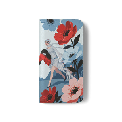 🌺🐕 The Lady Of The Flower Walk Flip Case – Art Deco Garden Stroll