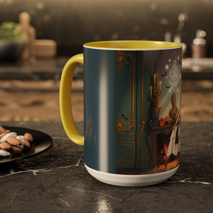 🕯️🎃 The Moonlit Manor Drawing Room Colorful Mug – Elegant Halloween Charm