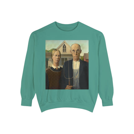 American Gothic by Grant Wood Unisex Garment-Dyed Sweatshirt