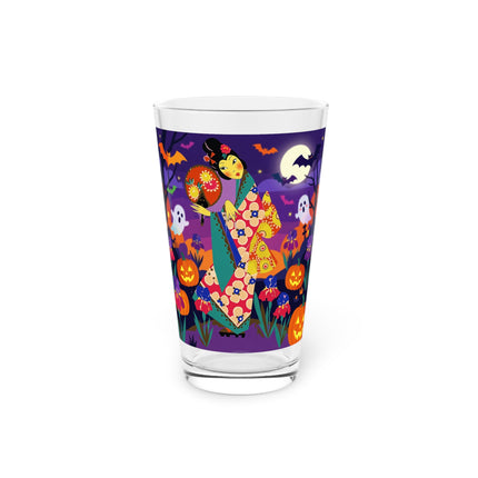 🌙🎃 The Moonlit Garden Masquerade Glass, 16oz – Floral Halloween Charm