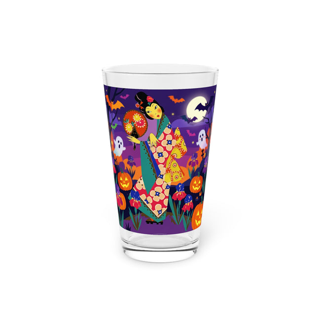 🌙🎃 The Moonlit Garden Masquerade Glass, 16oz – Floral Halloween Charm