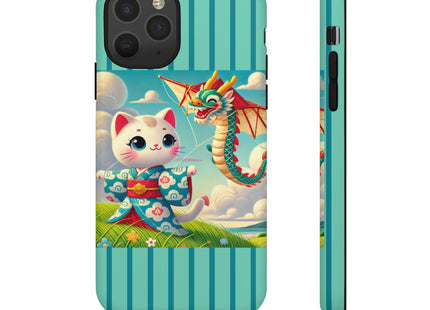 Geisha Kitten and the Dragon Kite Phone Cases