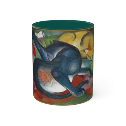 Two Cats, Blue and Yellow by Franz Marc Colorful Mugs, 11oz
