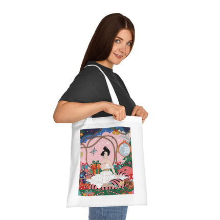 🎄🌹 Christmas Morning In The Rose Parlor Cotton Tote Bag – Art Deco Holiday Romance