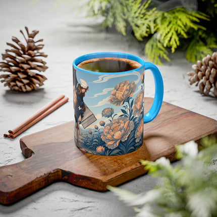 ☔🌸 The Grand Floral Journey Colorful Mug – Art Deco Travel Elegance
