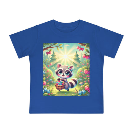 Raccoon’s Berry Basket Baby T-Shirt – Sweet Woodland Charm & Sunny Adventures