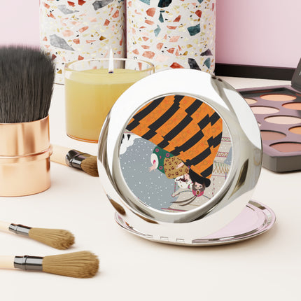 Snowfall Courtesan Compact Mirror – Whimsical Winter Elegance