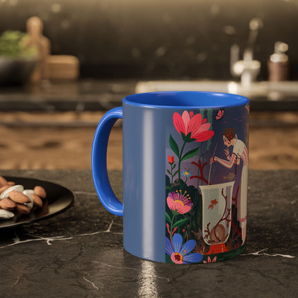 The Lady Of The Enchanted Aquarium Colorful Mugs – Art Deco Aquatic Elegance