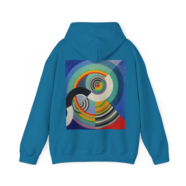 🔴🟡🔵 Rythme No. 3 by Robert Delaunay Hooded Sweatshirt – Abstract Energy, Color & Cosmic Motion