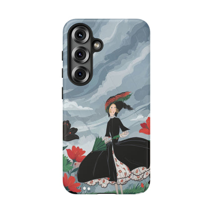 🌧️🌺 The Stormy Flower Walk Phone Case – Art Deco Floral Fashion