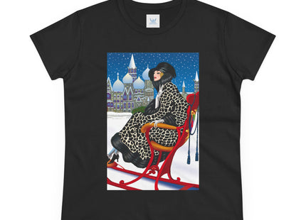 Elegant Winter Woman in Sleigh Women's Midweight Cotton Tee