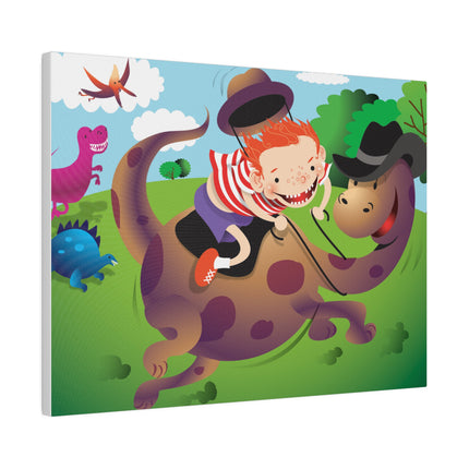 Rip-Roaring Fun – Playful Boy and Dinosaur Adventure