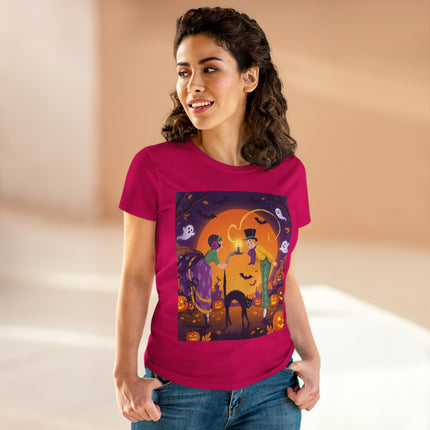 🎃🕯️ The Midnight Halloween Greeting Cotton Tee – Vintage Halloween Charm