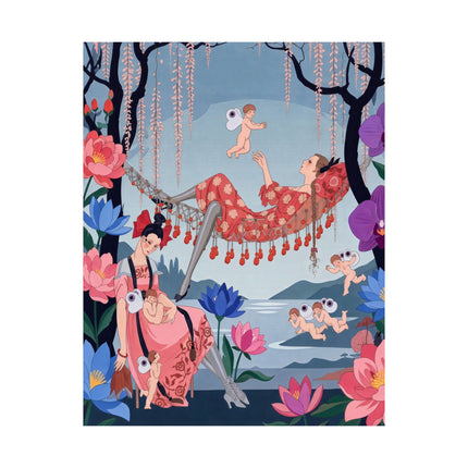 🪽🪷 The Garden Of Little Cupids Matte Vertical Poster – Art Deco Botanical Fantasy