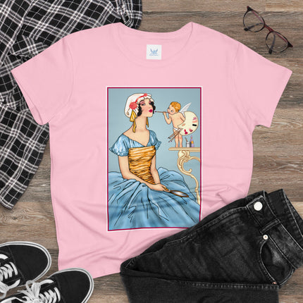 The Enchanting Painter: A Fairy's Artistic Touch Ceramic Women's Midweight Cotton Tee