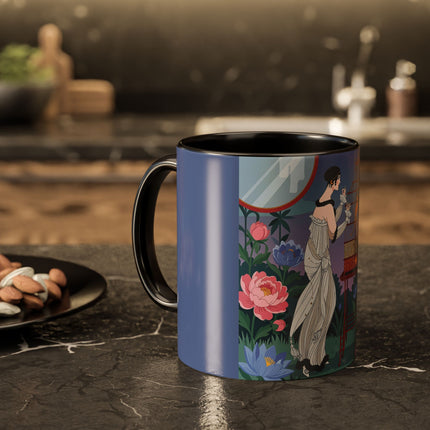 Whispers to the Golden Songbird Colorful Mugs – Art Deco Garden Elegance