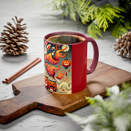 Jack-O’-Lantern Drums & The Kabuki Rabbit Colorful Mugs (11oz, 15oz)