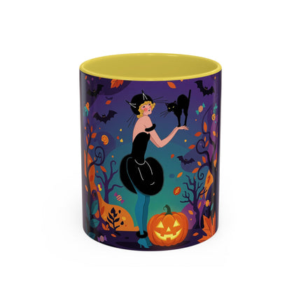 🐈‍⬛🎃 The Midnight Black Cat Masquerade Colorful Mug – Whimsical Halloween Elegance
