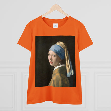 Girl with a Pearl Earring by Johannes Vermeer Women's Midweight Cotton Tee