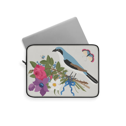 Bluebird & Butterfly Laptop Sleeve – Elegant Charm & Springtime Grace