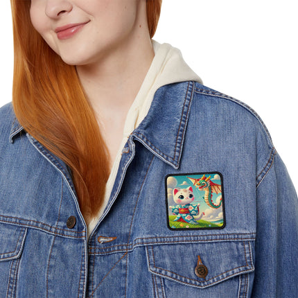 Geisha Kitten and the Dragon Kite Iron-On Patches