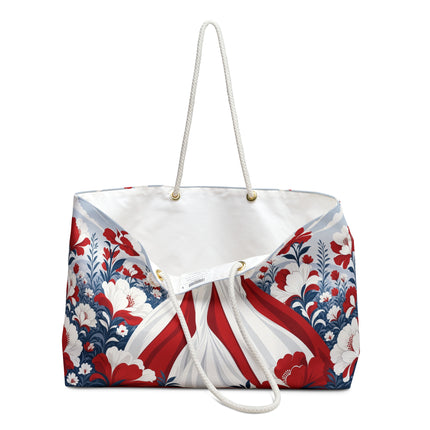 🌹🤍 The Scarlet Blossom Garden Empress Weekender Bag – Art Deco Floral Elegance