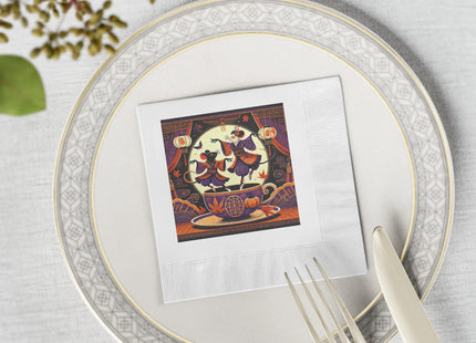 Theatrical Halloween Kabuki Mice White Coined Napkins