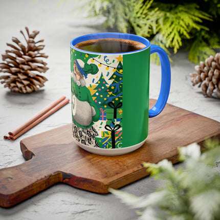 🍀🎄 The Emerald Holly Christmas Colorful Mug – Art Deco Holiday Elegance
