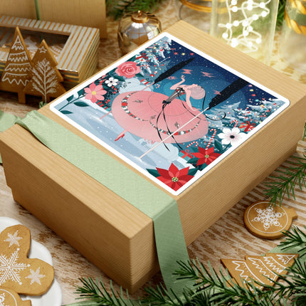 🎠❄️ The Christmas Carousel Dream Kiss-Cut Sticker – Art Deco Holiday Fantasy