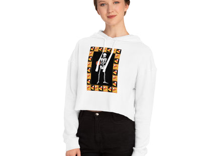 Candy Corn Skeleton Women’s Cropped Hooded Sweatshirt
