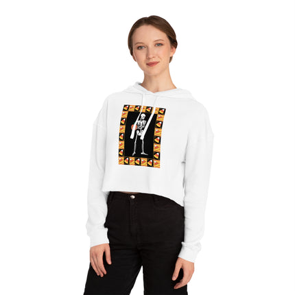 Candy Corn Skeleton Women’s Cropped Hooded Sweatshirt
