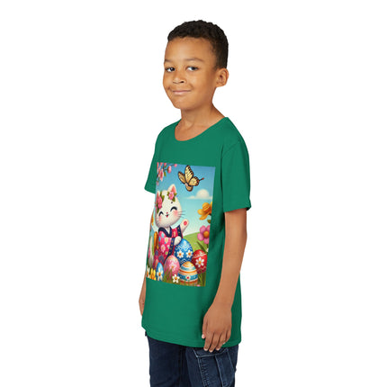 Easter Kitten and Painted Eggs Youth Short Sleeve Tee