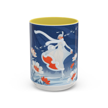 ❄️⛸️ The Winter Skater’s Flight Colorful Mug – Art Deco Floral Fantasy