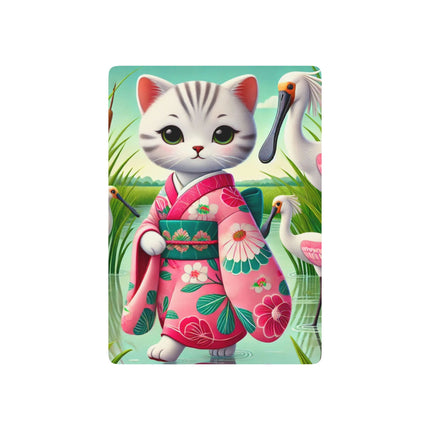 Geisha Kitten Strolls Among the Spoonbills Playing Cards