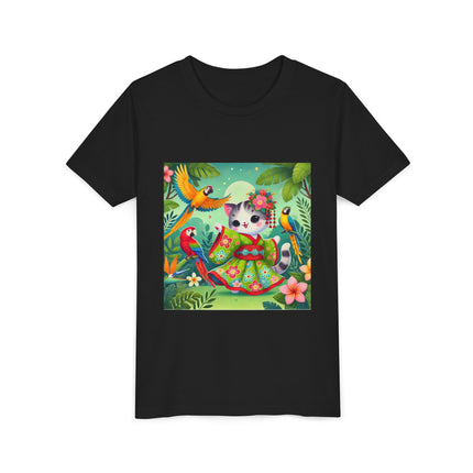 Parrot Dance of the Geisha Kitten Youth Short Sleeve Tee