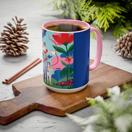 The Lady Of The Scarlet Bow Colorful Mugs – Art Deco Botanical Archer Elegance
