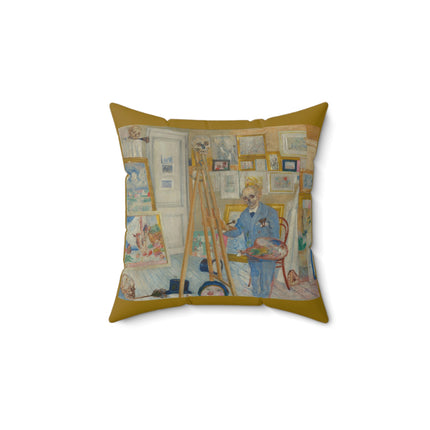 The Skeleton Painter by James Ensor Spun Polyester Square Pillow
