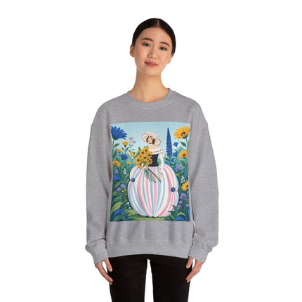 🌻🎀 The Sunflower Garden Bouquet Crewneck Sweatshirt – Art Deco Floral Elegance