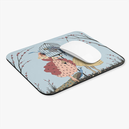 🦚🌸 The Ladies Of The Aviary Garden Mouse Pad – Art Deco Peacock Elegance