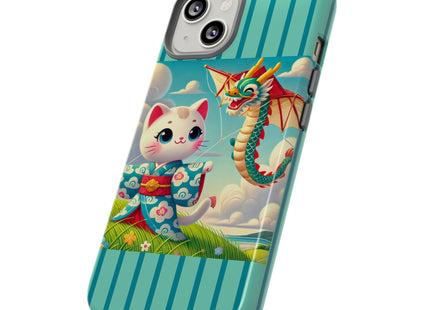 Geisha Kitten and the Dragon Kite Phone Cases