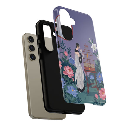 🌸🐦 The Lady Of The Garden Birdcage Phone Case – Art Deco Floral Elegance