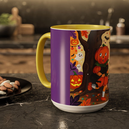 🎃🐈‍⬛ The Pumpkin Child’s Halloween Parade Colorful Mug – Whimsical Storybook Charm