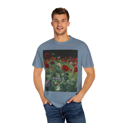 Poppies (A Study of Poppies for Carnation, Lily, Lily, Rose) by John Singer Sargent Unisex Garment-Dyed T-shirt